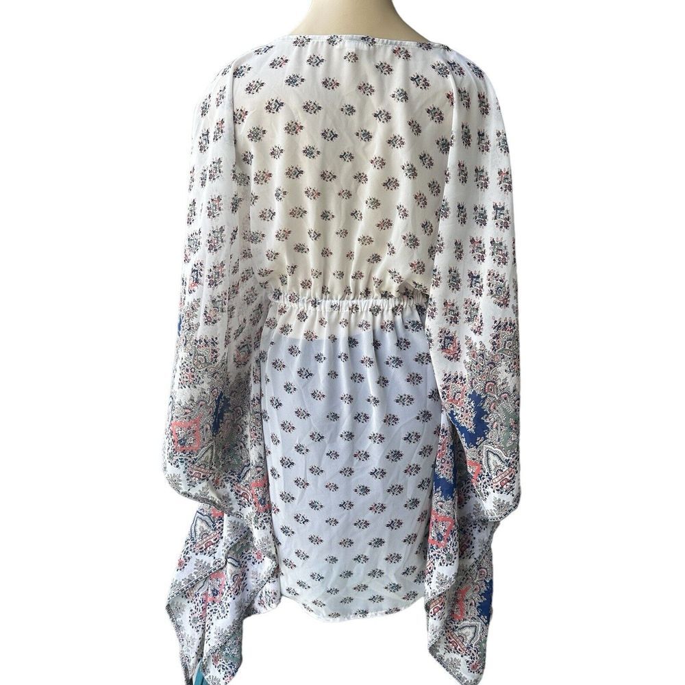 En Creme Anthropologie Tunic Top Women's Small Flared Sleeve Sheer Boho‎ Floral - Picture 4 of 13